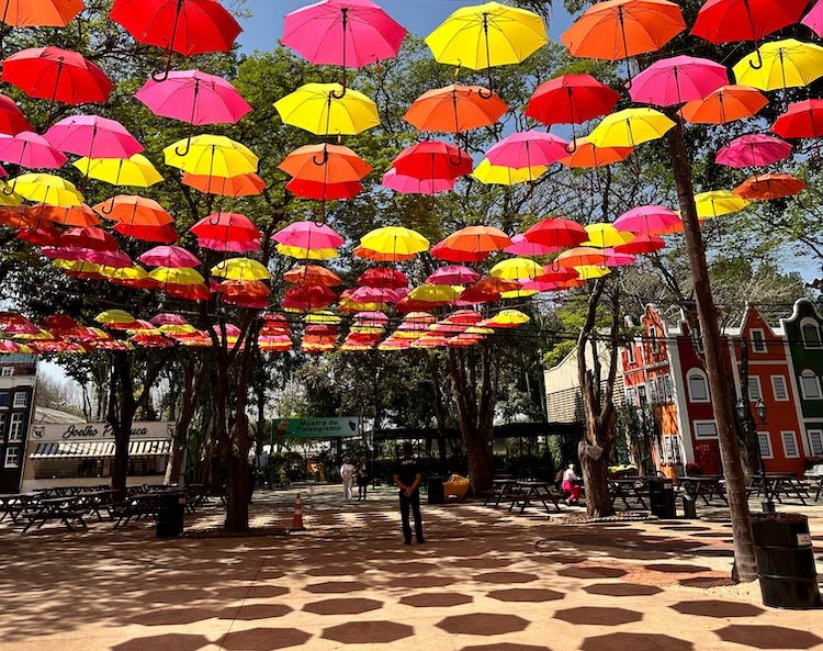 Rua dos guarda chuvas em Holambra 