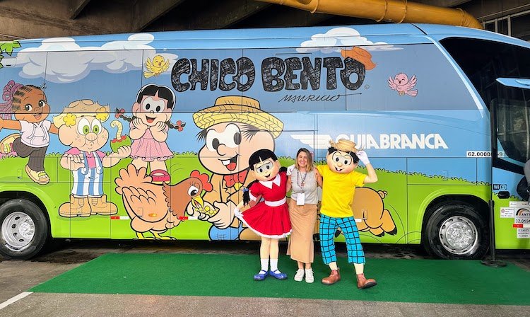 Lançamento do ônibus do Chico Bento no Terminal Rodoviário do Tietê, em São Paulo