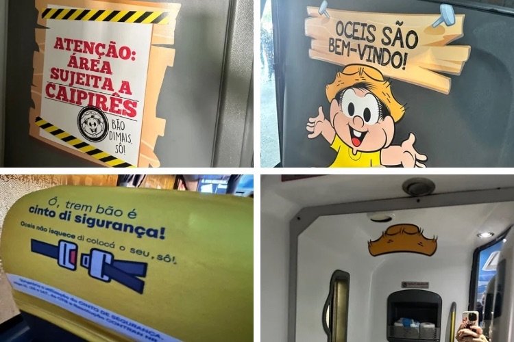 detalhes da parte interna do onobus do chico bento