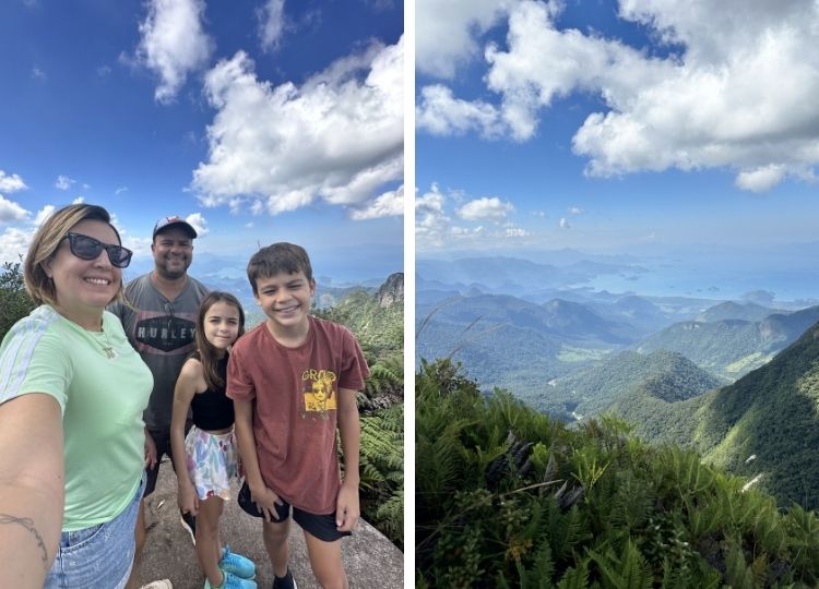 Catia Noronha e família no topo da pedra da Macela em Cunha