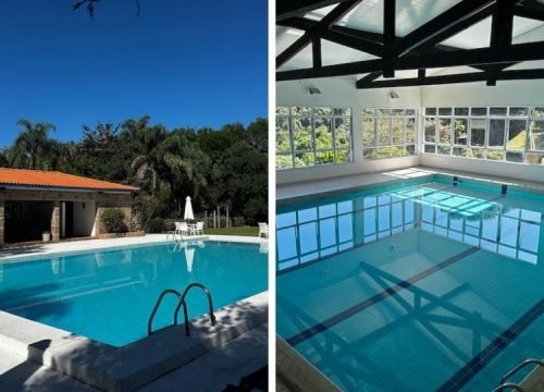 Piscina ao ar livre e piscina coberta