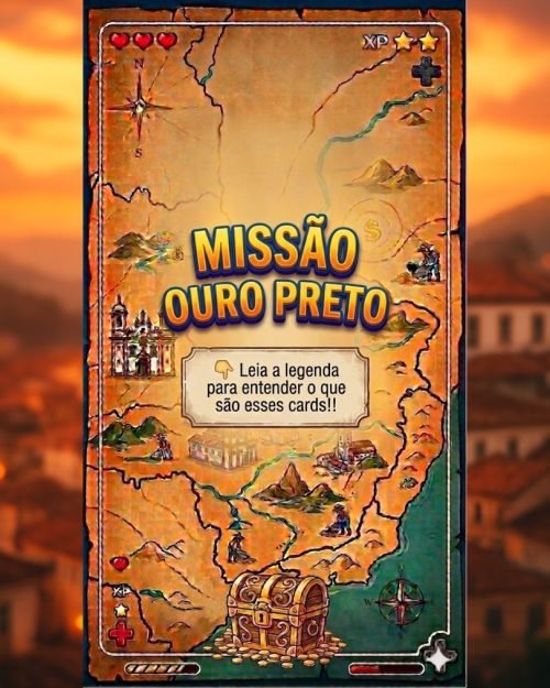 Card 1 de curiosidades sobre Ouro Preto para adolescentes - Mães em Viagem
