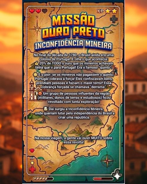 Card 4 de curiosidades sobre Ouro Preto para adolescentes - Mães em Viagem